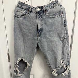Zara Distressed Gray Boyfriend Jeans